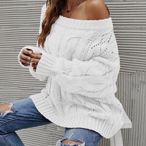 Oversized off the shoulder sweater